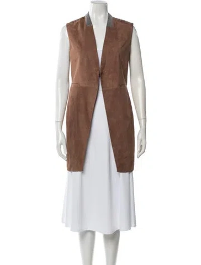 Pre-owned Brunello Cucinelli Leather Vest In Brown