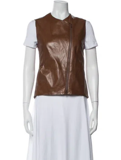 Pre-owned Brunello Cucinelli Leather Vest In Brown