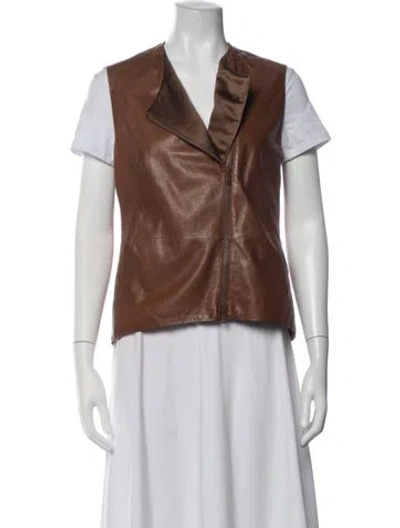Pre-owned Brunello Cucinelli Leather Vest In Brown