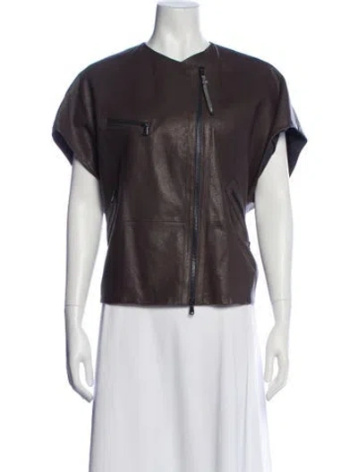 Pre-owned Brunello Cucinelli Leather Vest In Gray