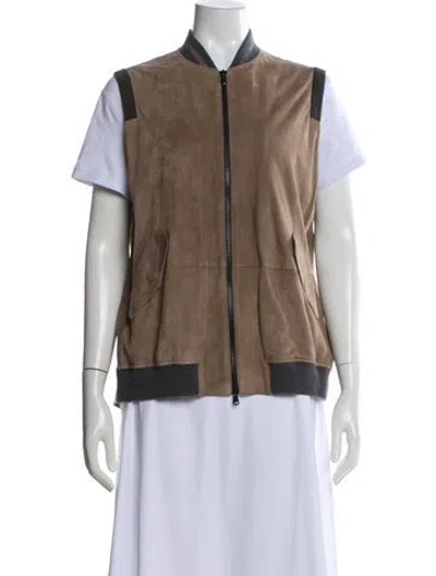 Pre-owned Brunello Cucinelli Leather Vest In Neutral