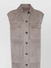 Brunello Cucinelli Grey Suede Leather Vest