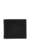 Brunello Cucinelli Leather Bi-fold Wallet Contrast Stitching In Black