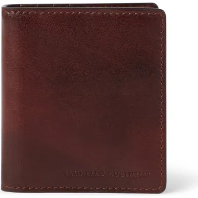 Brunello Cucinelli Leather Wallet In Burgundy