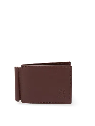Brunello Cucinelli Leather Wallet In Purple