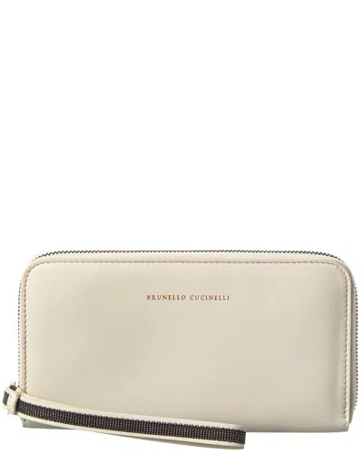 Brunello Cucinelli Leather Wallet In White