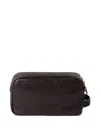 Brunello Cucinelli Leather Wash Bag In Brown