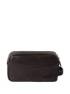 Brunello Cucinelli Leather Wash Bag In Black