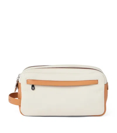 Brunello Cucinelli Leather Wash Bag In White
