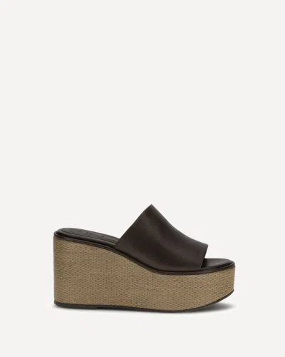 Brunello Cucinelli Leather Wedge Sandals In Brown