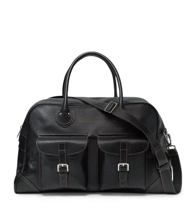Brunello Cucinelli Leather Weekender Holdall In Black