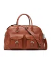 Brunello Cucinelli Leather Weekender Holdall In Brown