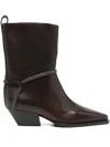 Brunello Cucinelli Leather Western Boots In Brown