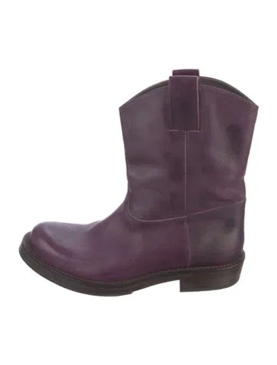 Pre-owned Brunello Cucinelli Leather Western Boots In Purple