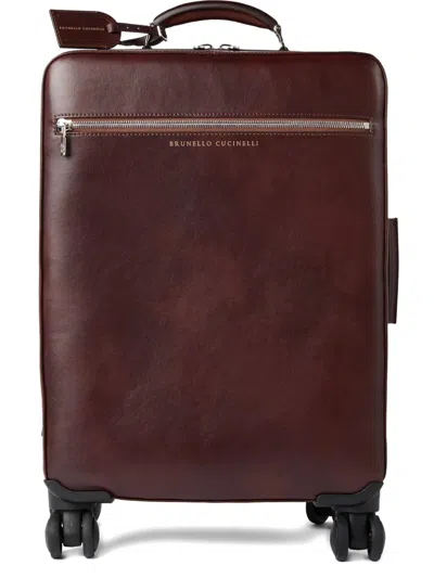 BRUNELLO CUCINELLI LEATHER WHEELED SUITCASE