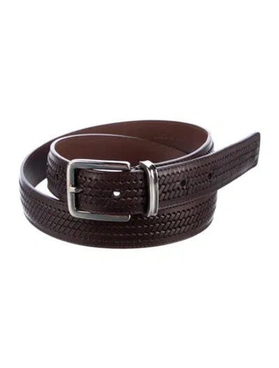 Pre-owned Brunello Cucinelli Leather Whipstitch Trim Belt In Brown