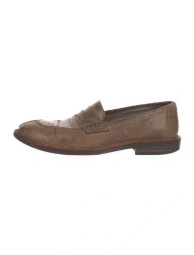 Pre-owned Brunello Cucinelli Leather Whipstitch Trim Loafers In Neutral