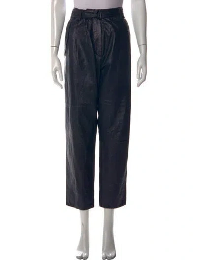 Pre-owned Brunello Cucinelli Leather Wide Leg Pants In Blue