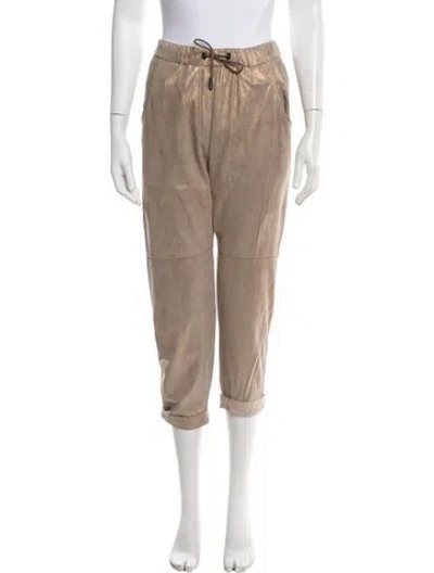 Pre-owned Brunello Cucinelli Leather Wide Leg Pants W/ Tags In Neutrals