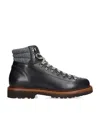 Brunello Cucinelli Leather Wool-trim Mountain Boots In Navy