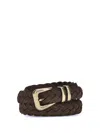 Brunello Cucinelli Men Leather Woven Belt In Brown