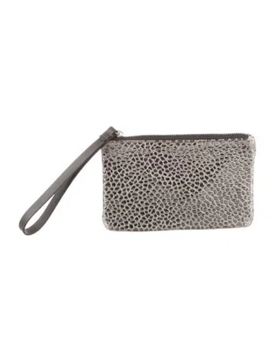 Pre-owned Brunello Cucinelli Leather Wristlet In Gray