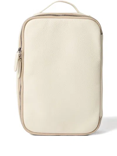Brunello Cucinelli Leather Zip-top Shoe Organizer In Neutral