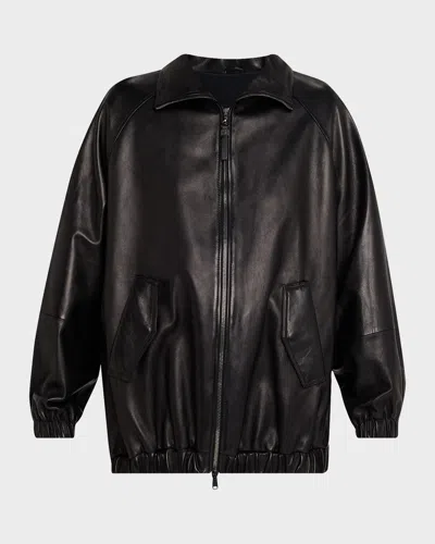 Brunello Cucinelli Leather Zip-front Jacket In Animal Print