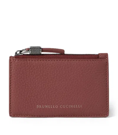 Brunello Cucinelli Leather Zipped Card Holder In Red