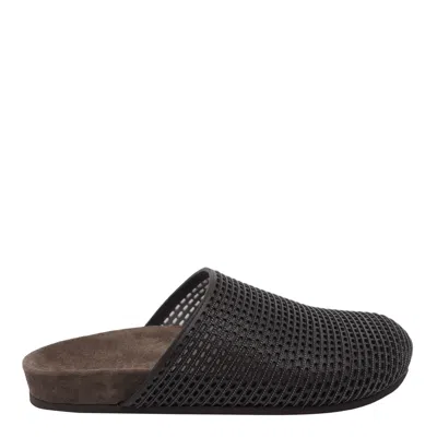 Brunello Cucinelli Leathers Sandals With Precious Net In Black