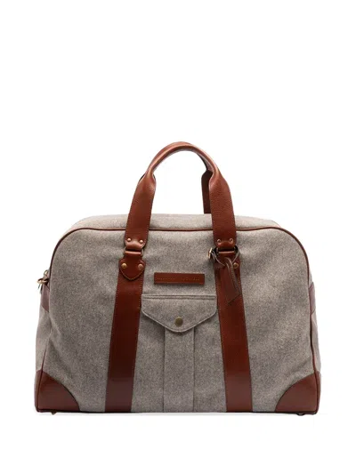 Brunello Cucinelli Leather-trim Holdall Bag In Neutral