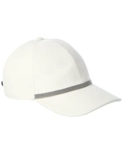 Brunello Cucinelli Leather-trim Linen & Silk-blend Cap In White