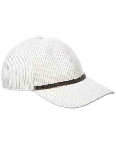 Brunello Cucinelli Leather-trim Linen-blend Cap In Metallic