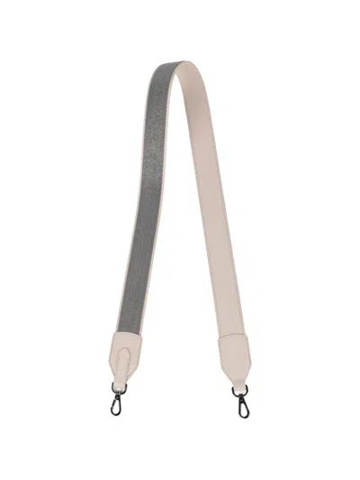 Brunello Cucinelli Leather-trim Shoulder Strap In Neutral