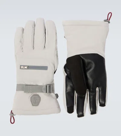 Brunello Cucinelli Leather-trimmed Ski Gloves In White