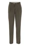 Brunello Cucinelli Men Leisure Fit Trousers In Garment Dyed Cotton Corduroy With Darts In Military Green