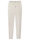 BRUNELLO CUCINELLI LEISURE FIT COTTON GABARDINE TROUSERS WITH DRAWSTRING AND DOUBLE DARTS