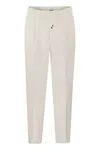 Brunello Cucinelli Leisure Fit Cotton Gabardine Trousers With Drawstring And Double Darts In White