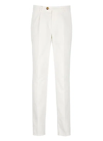 Brunello Cucinelli Leisure Fit Cotton Trousers In White