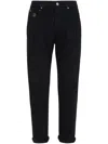 Brunello Cucinelli Black Ripped Denim Iconic Fit Trousers In Black