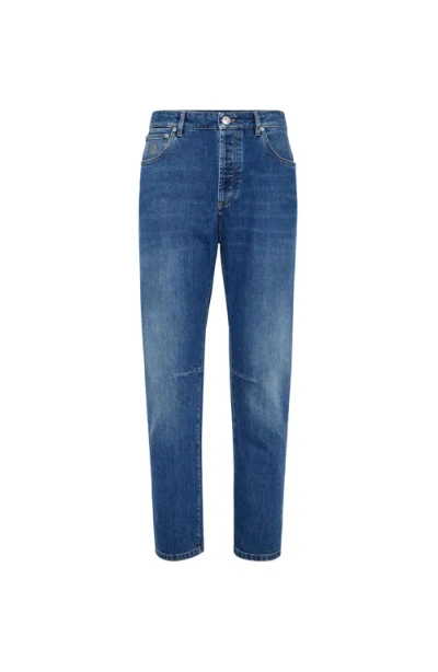 Brunello Cucinelli Leisure Fit Five-pocket Trousers In Blue