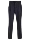 Brunello Cucinelli Tapered Pleated Cotton And Silk-blend Satin-trimmed Linen Tuxedo Trousers