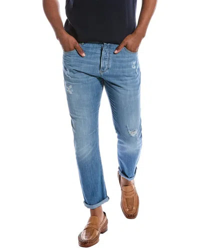 Brunello Cucinelli Leisure Fit Light Wash Straight Jean In Blue