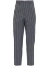 Brunello Cucinelli Striped Cotton Trousers With Rear And Side Pockets In Grey