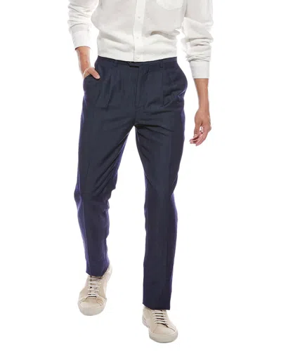 Brunello Cucinelli Leisure Fit Pleated Linen & Wool- Blend Pant