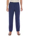 Brunello Cucinelli Single-pleated Pinstriped Wool Blend Pants In Blue