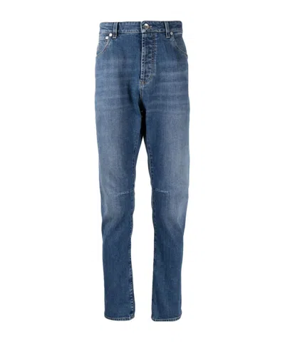 BRUNELLO CUCINELLI BRUNELLO CUCINELLI LOGO PATCH SLIM FIT JEANS