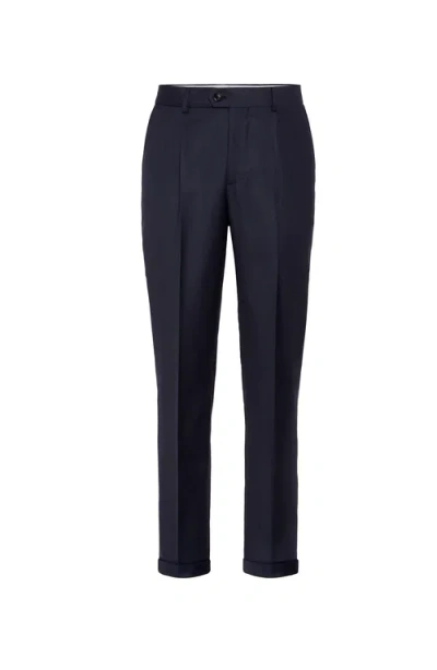 Brunello Cucinelli Men's Prince Of Wales Leisure Fit Trousers In Blue
