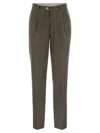 Brunello Cucinelli Men Leisure Fit Trousers In Garment Dyed Cotton Corduroy With Darts In Military Green
