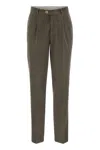 Brunello Cucinelli Men Leisure Fit Trousers In Garment Dyed Cotton Corduroy With Darts In Military Green